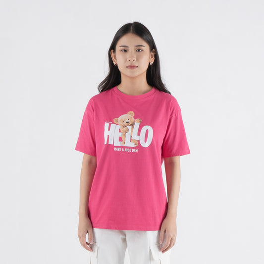 Benhill T-shirt Wanita Grafis Oversized Pendek Pink A512-39J86