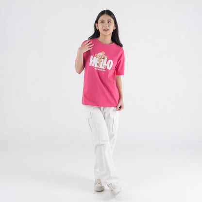 Benhill T-shirt Wanita Grafis Oversized Pendek Pink A512-39J86