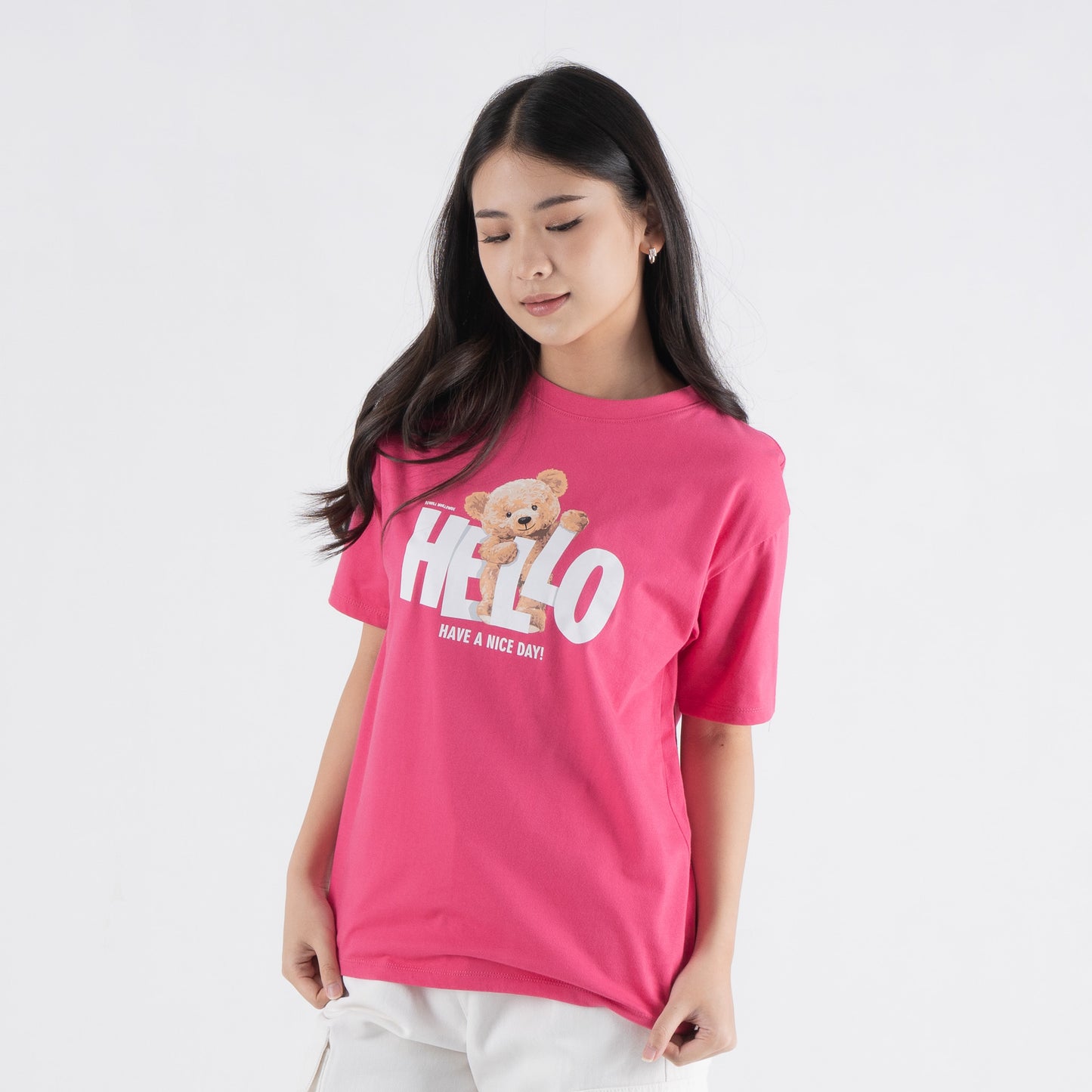 Benhill T-shirt Wanita Grafis Oversized Pendek Pink A512-39J86