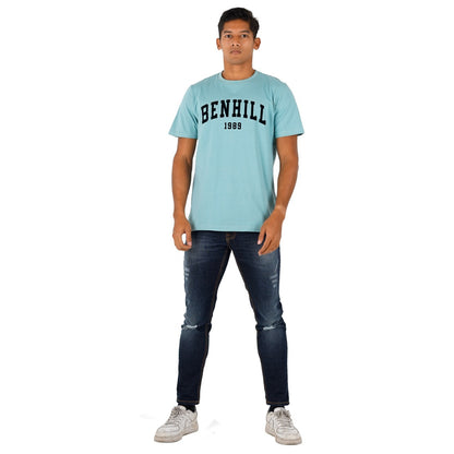 Benhill T-Shirt Pria Grafis Katun 30s Combed Pendek 3 Warna (Brown A86,Mint green A88,Hjiau botol A90)