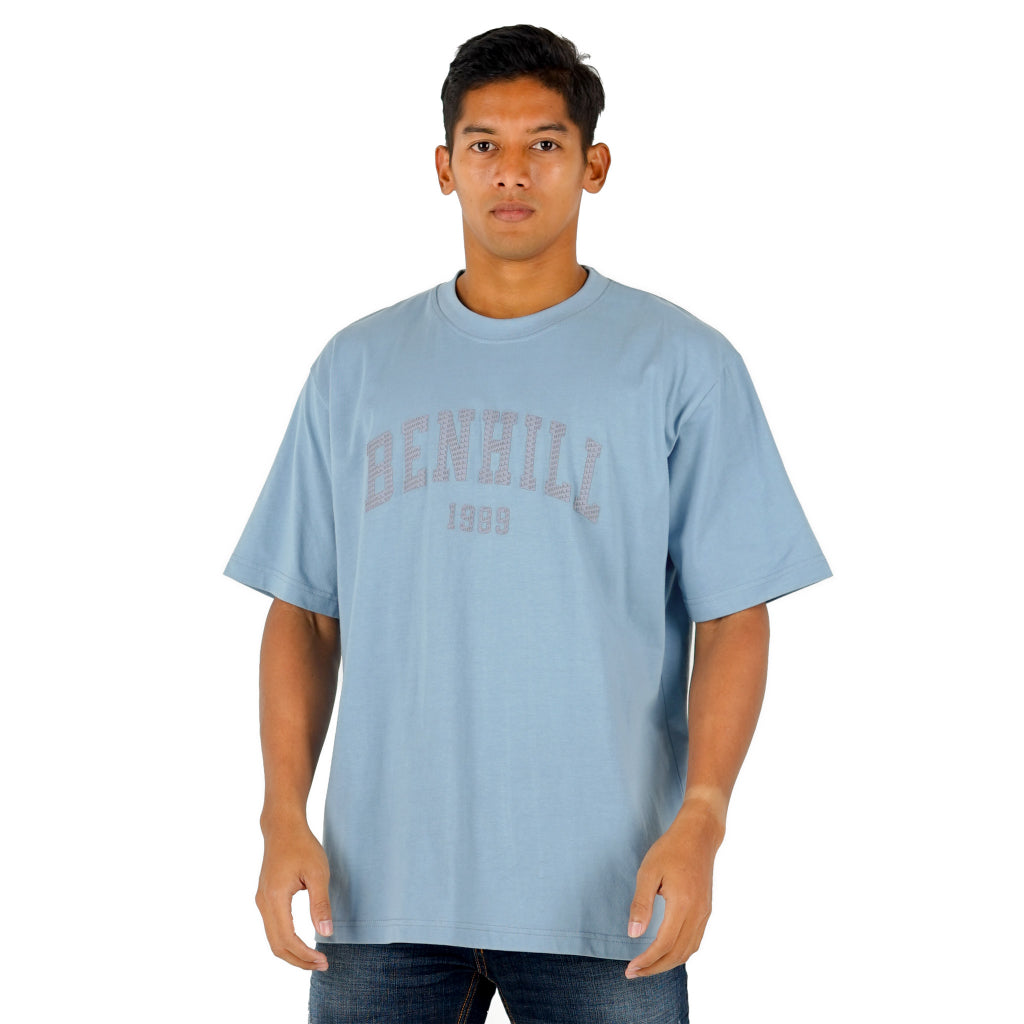 Benhill T-Shirt Pria Oversized Fit Cotton 20s Combed Pendek Dusty Blue A418-29368