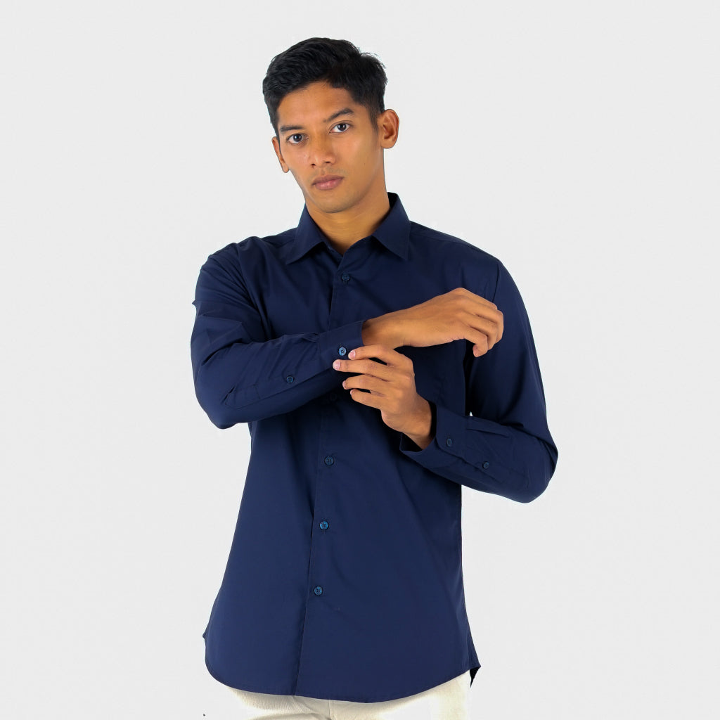 Benhill Kemeja Poplin Extra Fine Cotton Shirt  50331 (Royal blue,Blue steel,Navy,Lilac,Charcoal)