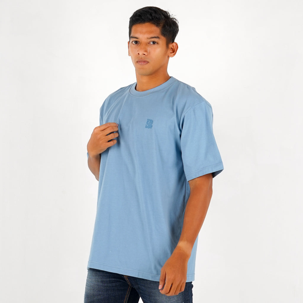 Benhill T-Shirt Pria Oversized Fit Cotton 20s Combed Pendek Dusty Blue A414-29368