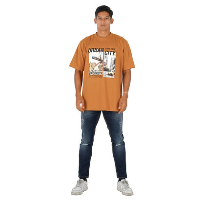 Benhill T-Shirt Pria Oversized Fit Cotton 20s Combed Pendek  Cocoa Brown A415-29I68