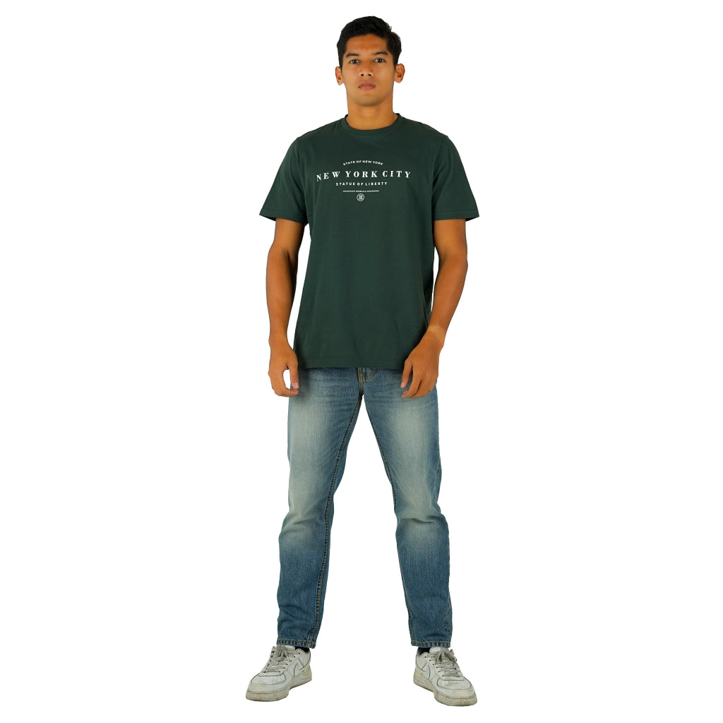 Benhill T-shirt Pria Grafis Katun 30s Combed Pendek Hijau Army A401-29H68