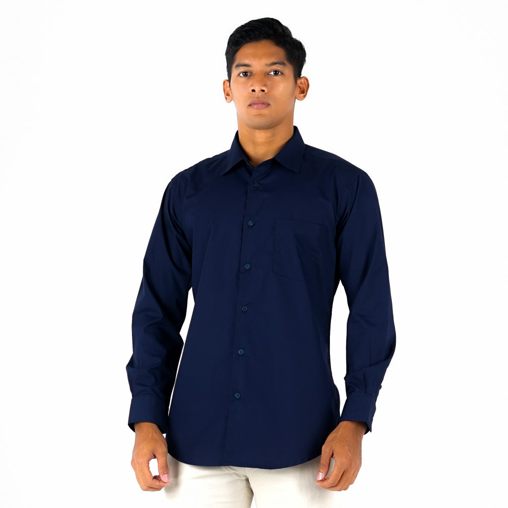 Benhill Kemeja Poplin Extra Fine Cotton Shirt  50331 (Royal blue,Blue steel,Navy,Lilac,Charcoal)