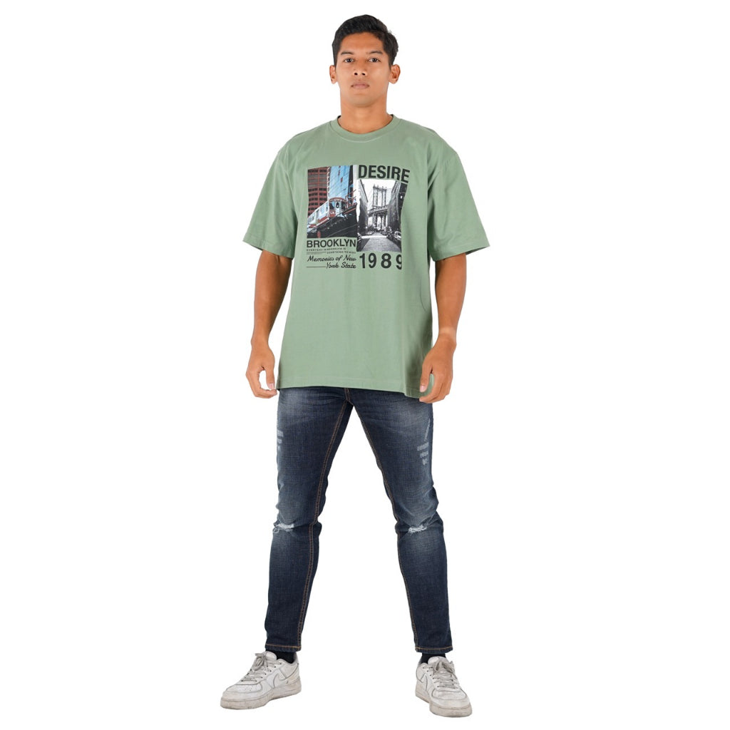 Benhill T-Shirt Pria Oversized Fit Cotton 20s Combed Pendek Sage A416-29768