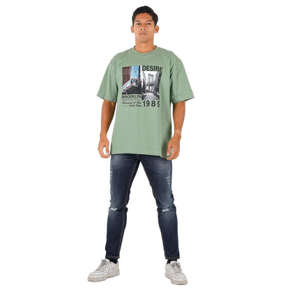 Benhill T-Shirt Pria Oversized Fit Cotton 20s Combed Pendek Sage A416-29768