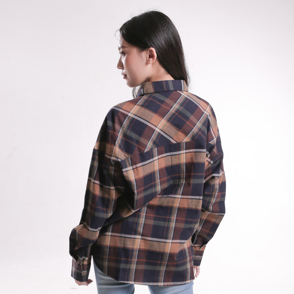 Benhill Oversized Flannel Kotak Coklat A259-1151P