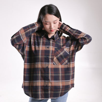 Benhill Oversized Flannel Kotak Coklat A259-1151P