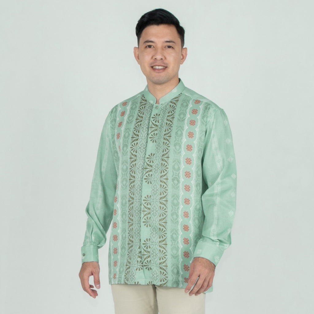 Benhill Kemeja Koko Pria "Tenun Sultan" Dobby Printing Panjang Mint 51027-36Y09
