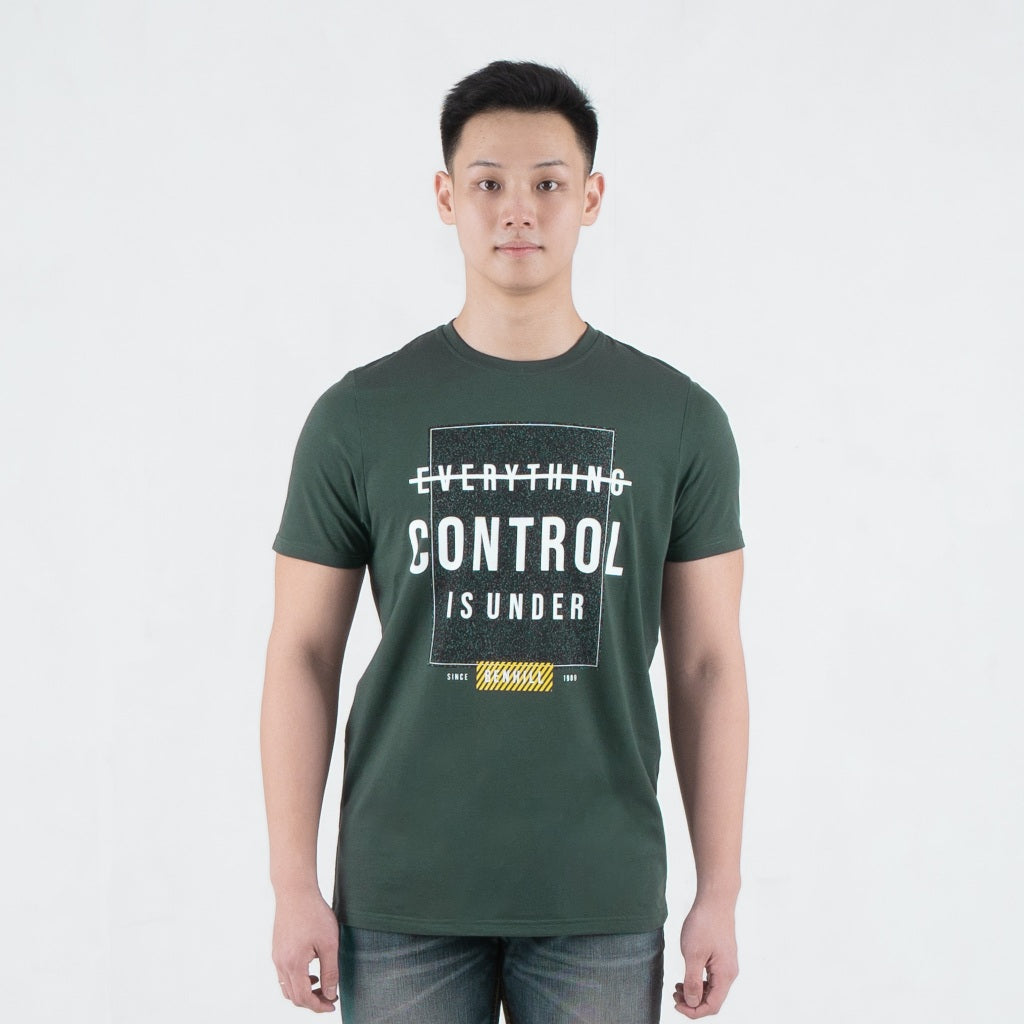 Benhill T-shirt Pria Grafis Katun 30s Combed Pendek Hijau Army A708-39H68