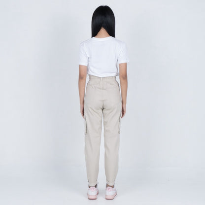 Benhill Celana "Miso" Wanita Cotton Stretch High Waist Cargo Pants Beige A523-2290Y