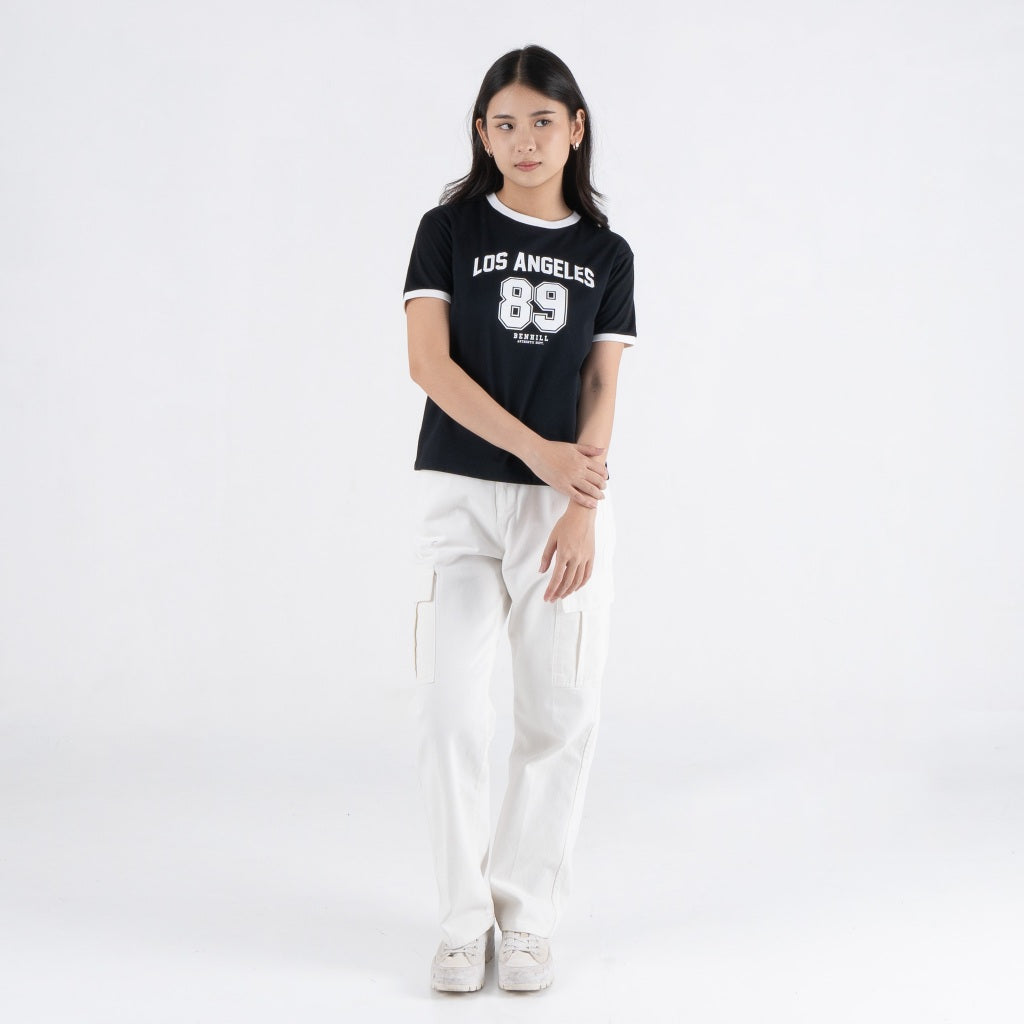 Benhill T-shirt Wanita Grafis Pendek Salmon - Black A585-A583