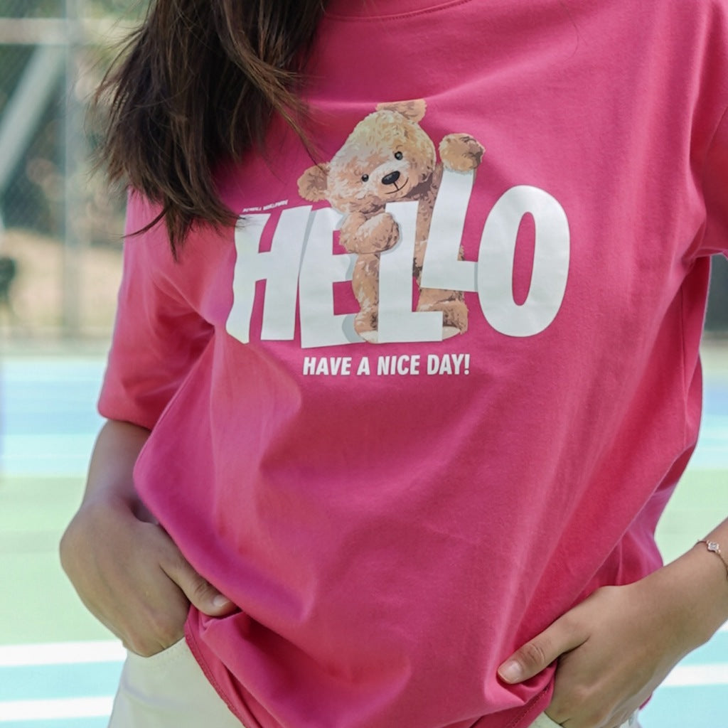 Benhill T-shirt Wanita Grafis Oversized Pendek Pink A512-39J86