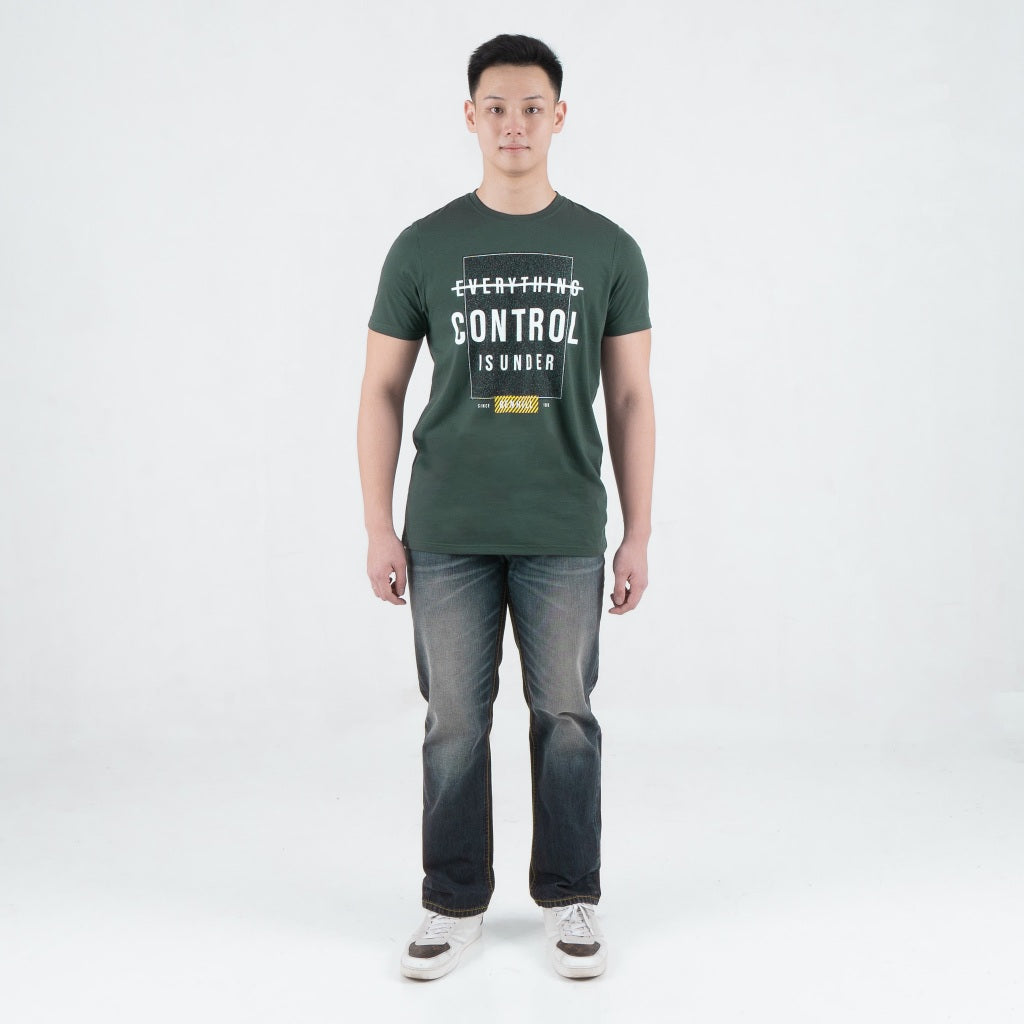 Benhill T-shirt Pria Grafis Katun 30s Combed Pendek Hijau Army A708-39H68