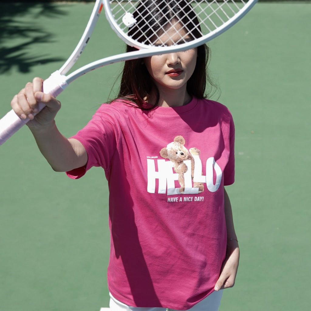 Benhill T-shirt Wanita Grafis Oversized Pendek Pink A512-39J86