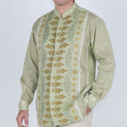 Benhill Kemeja Koko Pria "Tenun Sultan" Dobby Printing Panjang  Sage 51029-36E09