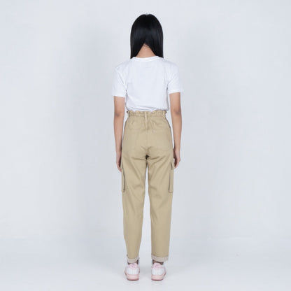 Benhill Celana "Miso" Wanita Cotton Stretch High Waist Cargo Pants Cream A522-2250Y