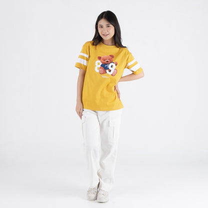 Benhill T-shirt Wanita Grafis Oversized Pendek Yellow-Black A602-A604