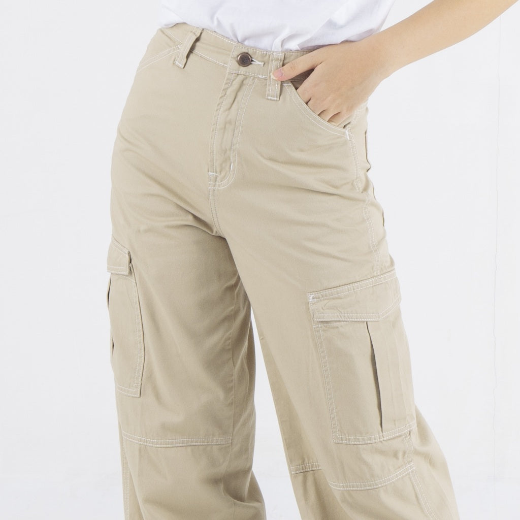 Benhill Celana "Dahye" Wanita Cotton High Waist Cargo Pants New Colors