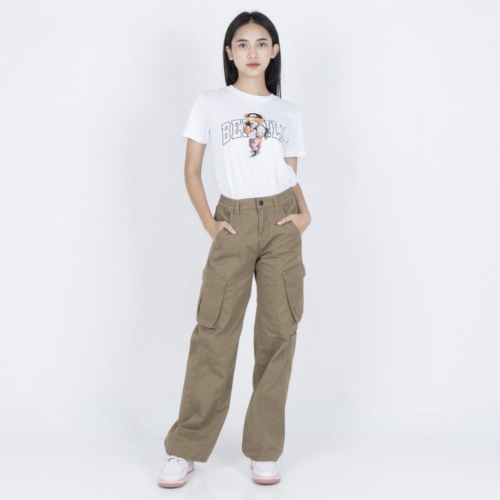 Benhill Celana Wanita "Jihyo" Cargo Pants  Sage,Black,Brown,Olive,Sand,Cream,Grey