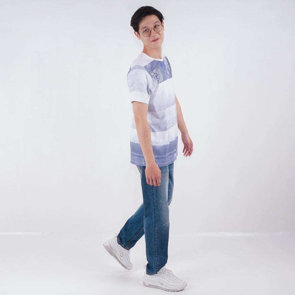 Benhill T-shirt Pria Grafis Fullprint Katun 24s Combed Pendek Putih A431-A432