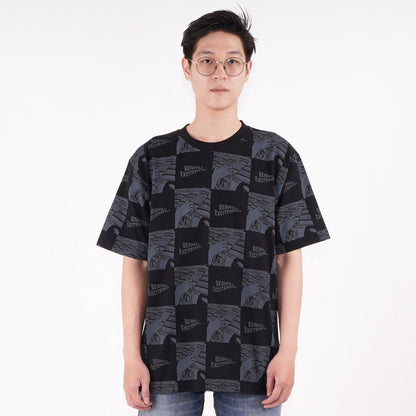 Benhill T-Shirt Pria Oversized Fit Cotton 20s Combed Pendek Black A435-29268