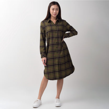 Benhill Kemeja Tunik Flannel Wanita Kotak  Hijau 0724-11735