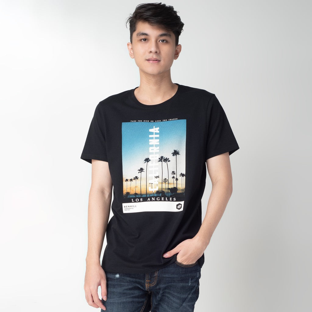 Benhill T-shirt Grafis Katun 30s Combed Lengan Pendek Hitam 321-358-35268
