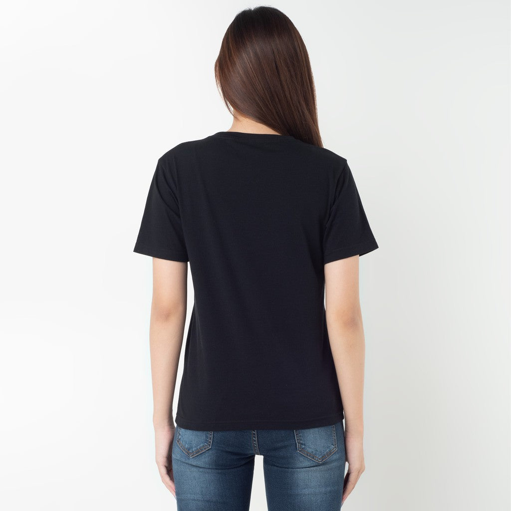 Benhill T-shirt Kaos Wanita Grafis Katun 30s Combed Lengan Pendek Hitam 600-35286