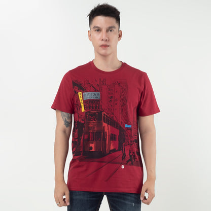 Benhill T-shirt Grafis Katun 30s Combed Lengan Pendek Maroon 420-473-15468