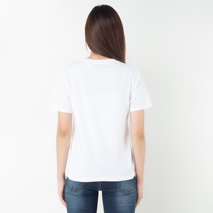 Benhill T-shirt Kaos Wanita Grafis Katun 24s Combed Lengan Pendek Putih 604-35186