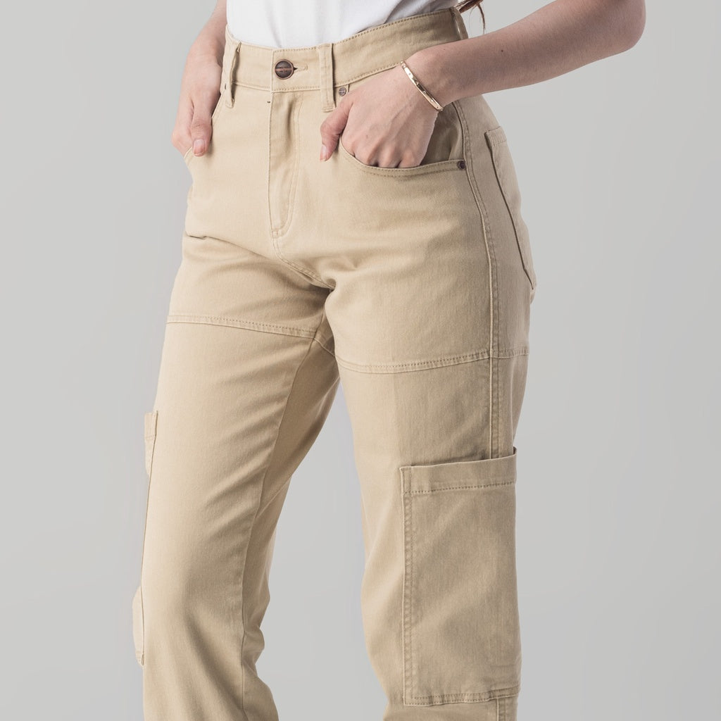 Benhill Celana " Sora" Wanita Cargo Jogger Pants  Cotton High Waist Khaki 850-39E12