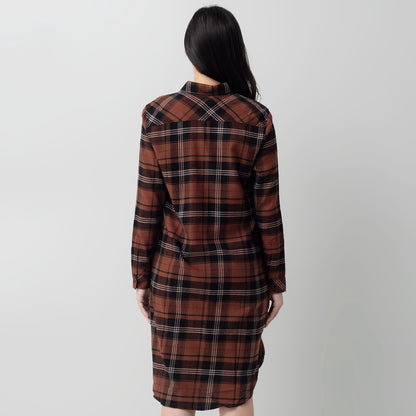 Benhill Kemeja Tunik Flannel Wanita Kotak  Coklat 1153-11535
