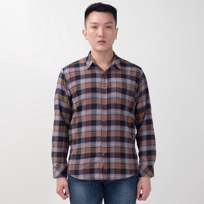 Benhill Kemeja Pria Flannel Lengan Panjang Kotak Abu 25263-64-11333