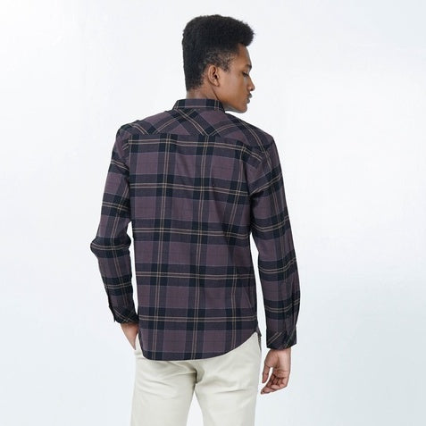 Benhill Kemeja Pria Flannel Lengan Panjang  Kotak Hitam 25258-11233