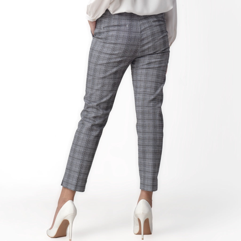 Celana Tartan Wanita "Narae" Plaid Pants Grey 259-32282