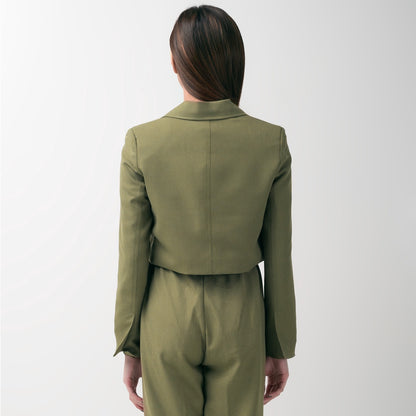 Benhill "Jia " Blazer Kerja / Outer Wanita Premium  Body Pendek Lengan Panjang Olive 802-39799
