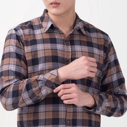 Benhill Kemeja Pria Flannel Lengan Panjang Kotak Abu 25263-64-11333