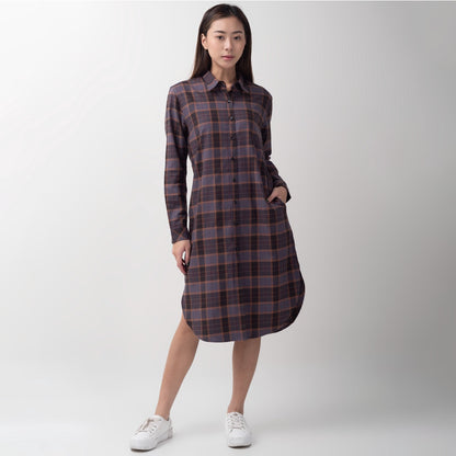 Benhill Kemeja Tunik Flannel Wanita Kotak Abu 0717-11635