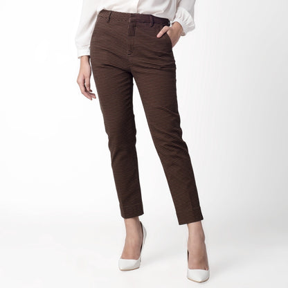 Benhill Celana Tartan Wanita "Narae" Plaid Pants Brown 264-32582