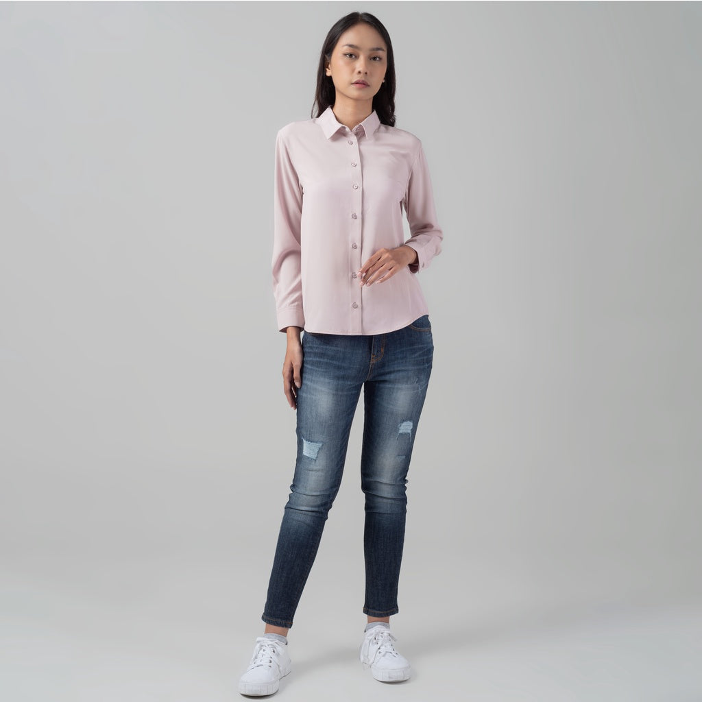 Benhill Kemeja Wanita " Mina" Tops Lengan Panjang Dusty Pink 999-29J0O