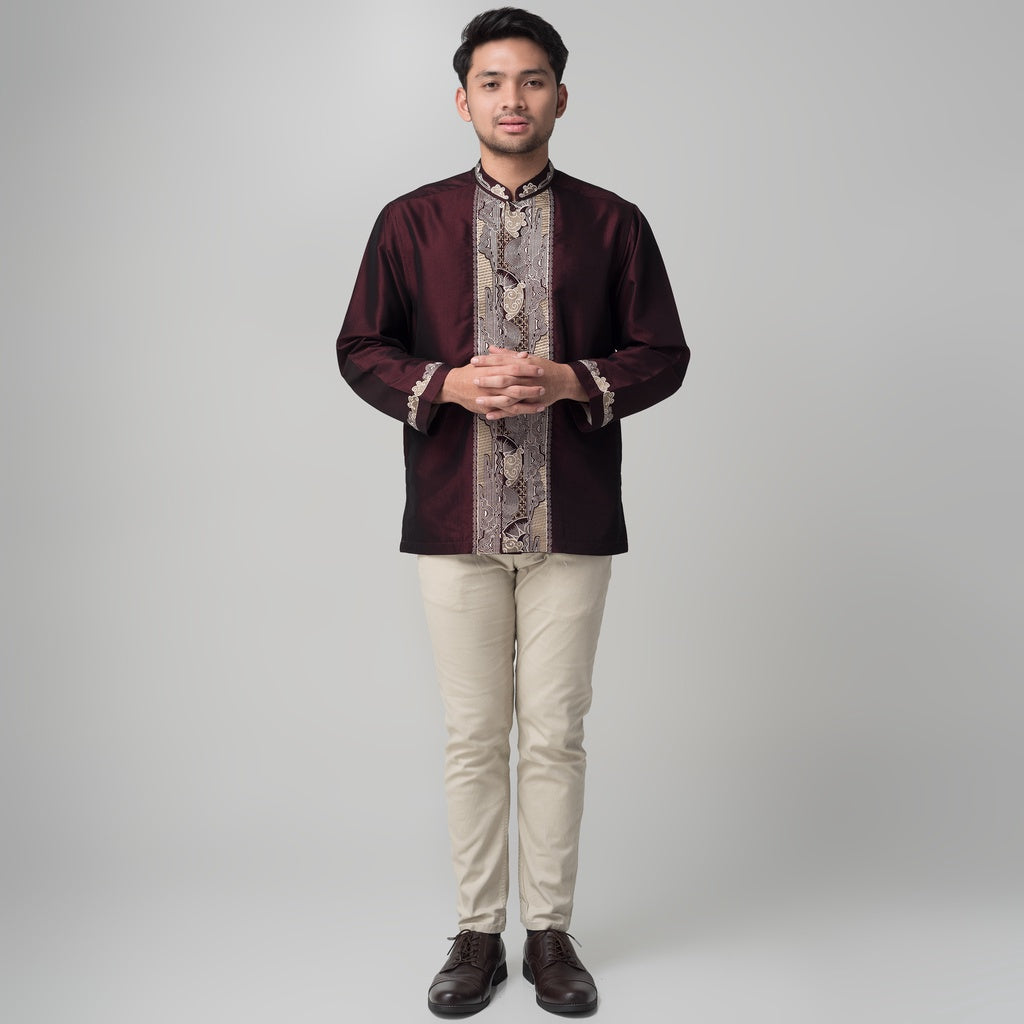 Benhill Taqwa Koko Bordir Pria Lengan Panjang Maroon 2280-81-82-32F07