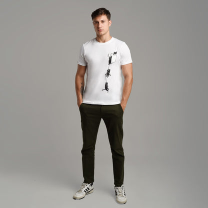 Benhill T-shirt Kaos Pria Grafis Katun 30s Combed Lengan Pendek Putih 492-493-29168