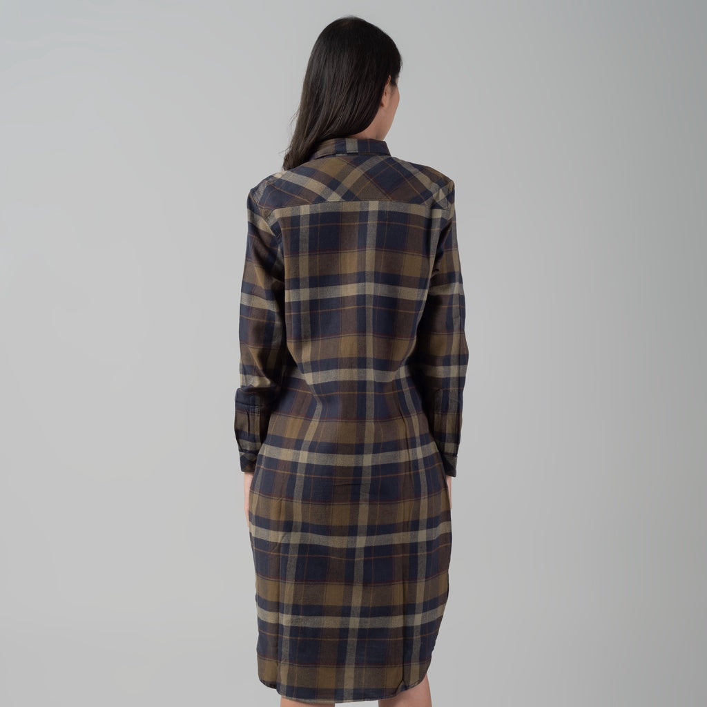 Benhill Kemeja Tunik Flannel Wanita Kotak Coklat 1162-11535