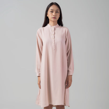 Benhill Kemeja "Hee soo" Tunik Dress Wanita Krah Shanghai Lengan Panjang Pink 274A-39487