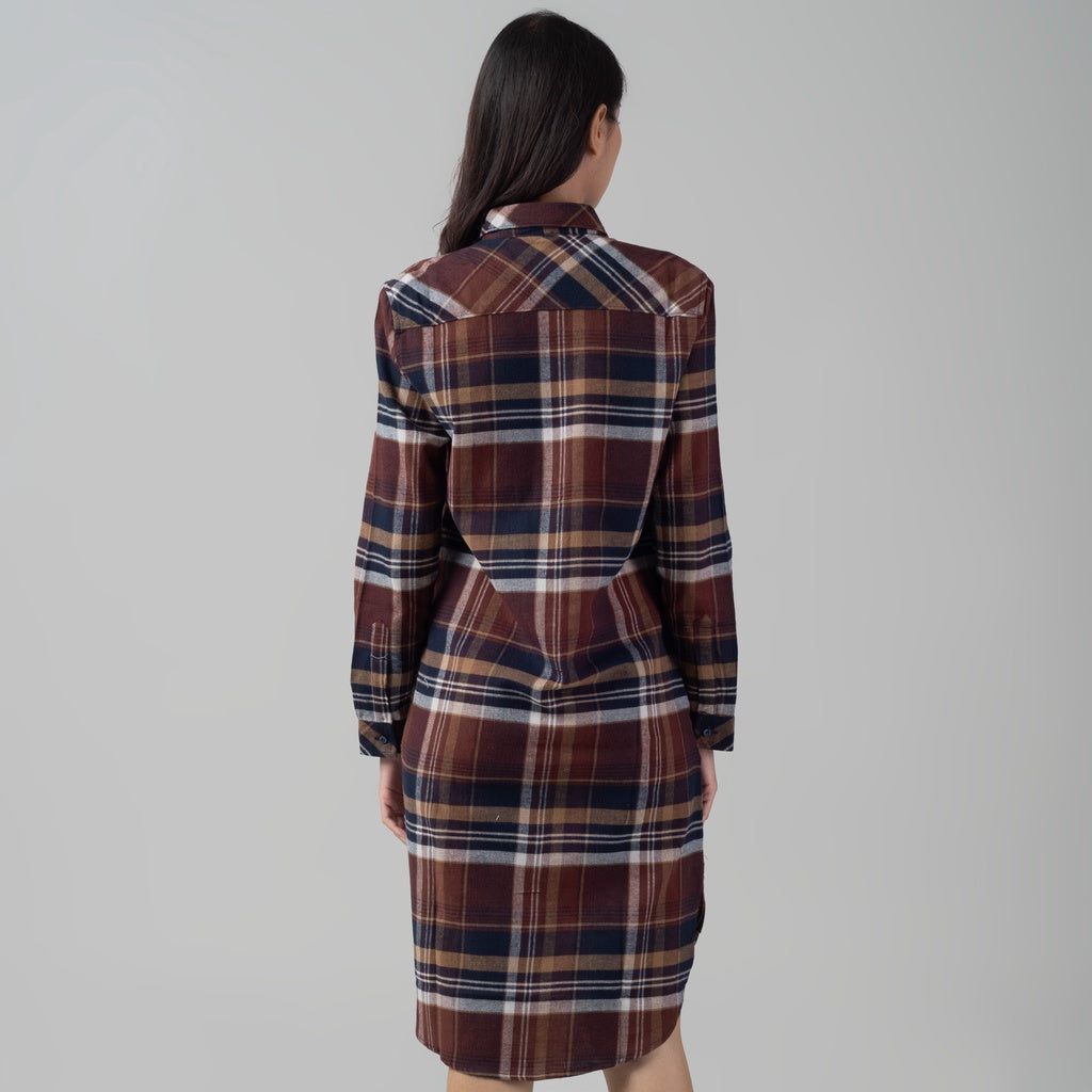 Benhill Kemeja Tunik Flannel Wanita Kotak Coklat 1163-11535
