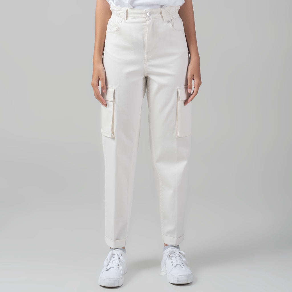 Benhill "Miso" Celana Wanita High Waist Cargo Pants Off White A159-2210Y