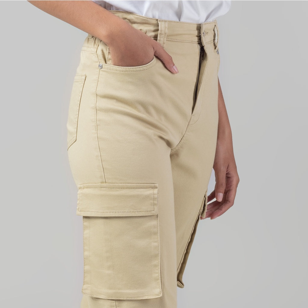 Benhill "Miso" Celana Wanita High Waist Cargo Pants Sand A162-2250Y
